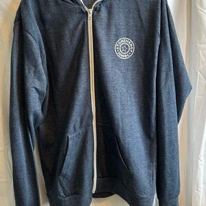 Gray Zip-Up Sweater with Circular Emblem